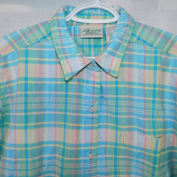 VTG Northern Reflections Womens L Short & Shirt Set Pastel Plaid 2 Piece - Picture 3 of 12